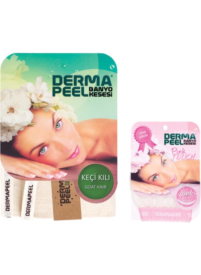 Dermapeel Goat Hair Bath Scrub + Pink Touch Facial Scrub Set  - Image 1