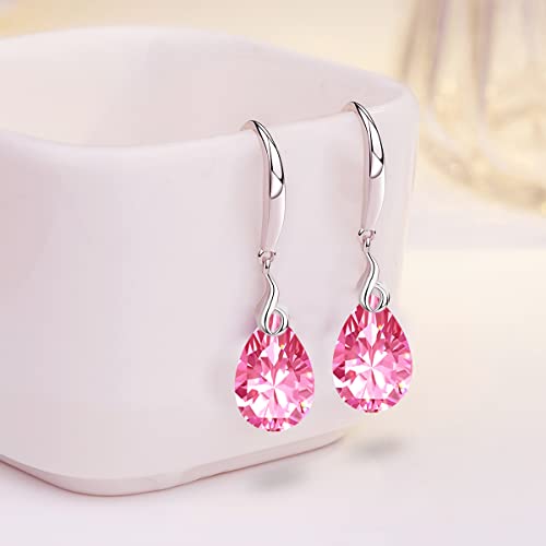 Maylover ML S925 Sterling Silver 12mm Naked Drill Crystal Earrings For Women (Earrings Pink color) - Image 3