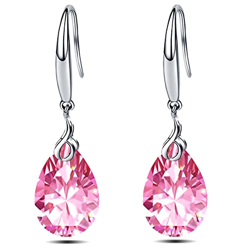 Maylover ML S925 Sterling Silver 12mm Naked Drill Crystal Earrings For Women (Earrings Pink color) - Image 1