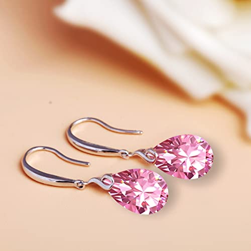 Maylover ML S925 Sterling Silver 12mm Naked Drill Crystal Earrings For Women (Earrings Pink color) - Image 2