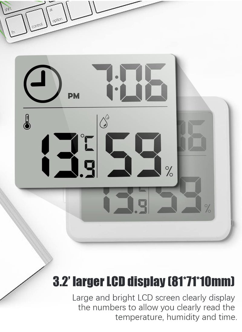Generic Digital Thermo-Hygrometer Indoor Thermometer and Humidity Monitor with 3.2” Large LCD Screen, Desktop Gauge with Clock Function (White) for Accurate Temperature and Humidity Readings.  - Image 3