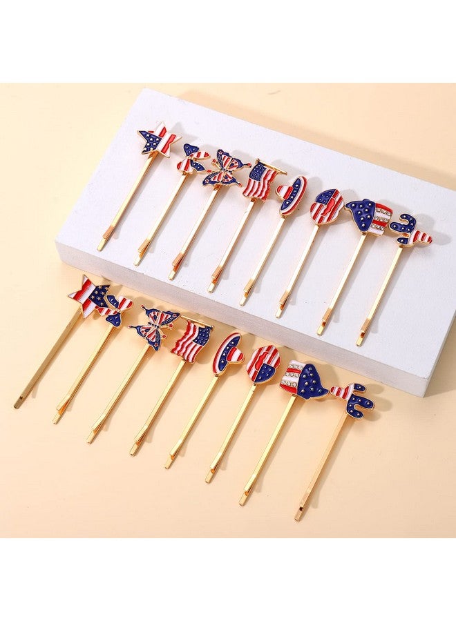 NLCAC 16 Pack American Flag Hair Bobby Pins Enamel Cactus Usa Flag Stars Patriotic Hair Clips 4Th Of July Hair Accessories For Women Girls - Image 2