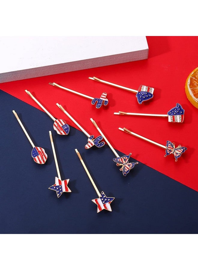 NLCAC 16 Pack American Flag Hair Bobby Pins Enamel Cactus Usa Flag Stars Patriotic Hair Clips 4Th Of July Hair Accessories For Women Girls - Image 3