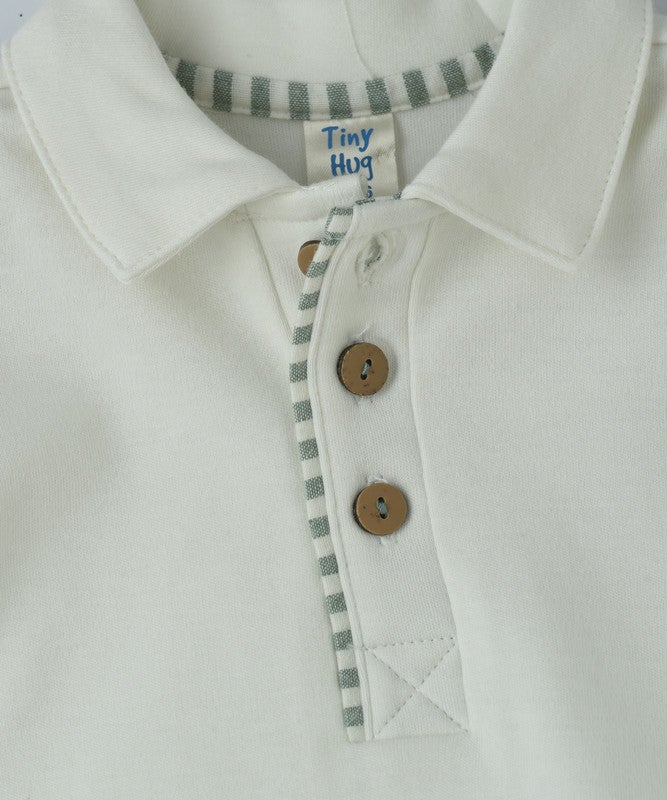 Tiny Hug NEWBORN BOY SHORTS-SET (STRIPES) AND SOLID POLO OUTFIT SET - Image 3