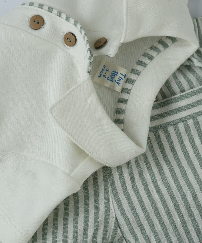 Tiny Hug NEWBORN BOY SHORTS-SET (STRIPES) AND SOLID POLO OUTFIT SET - Image 4