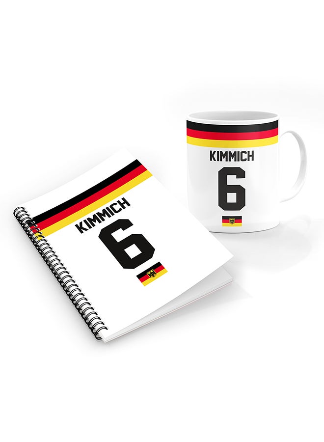 Stylizedd Designer Printed Coffee Mug + A5 Spiral Notebook Memo Notepad Journal Personalised Combo Gift Set Football Team - Germany,Kimmich