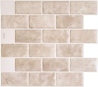 Smart Tiles Self Adhesive Wall Tiles - Subway Sora - 4 Sheets of 10.95" x 9.70" (27.81 cm x 24.64 cm) Kitchen and - Image 1