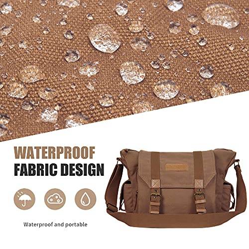 Cwatcun Camera Case Canvas Shoulder Bag with detachable insert Case Shockproof Camera Messenger Bag for Canon Sony Nikon DSLR/SLR, Mirrorless Camera Bag with Tripod Holder for Men Women (Color:Brown) - Image 3