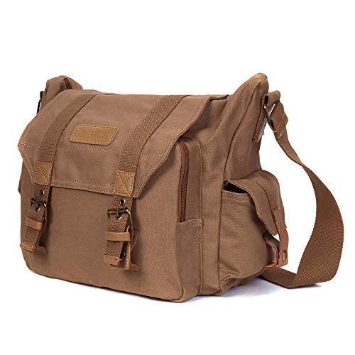 Cwatcun Camera Case Canvas Shoulder Bag with detachable insert Case Shockproof Camera Messenger Bag for Canon Sony Nikon DSLR/SLR, Mirrorless Camera Bag with Tripod Holder for Men Women (Color:Brown) - Image 1