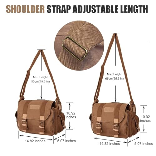 Cwatcun Camera Case Canvas Shoulder Bag with detachable insert Case Shockproof Camera Messenger Bag for Canon Sony Nikon DSLR/SLR, Mirrorless Camera Bag with Tripod Holder for Men Women (Color:Brown) - Image 5