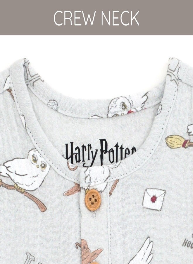 Harry Potter Hedwig Newborn Baby Boys Henley Romper Pale Gray 3-6 Months - Image 4