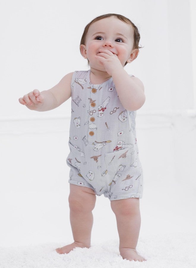 Harry Potter Hedwig Newborn Baby Boys Henley Romper Pale Gray 3-6 Months - Image 2