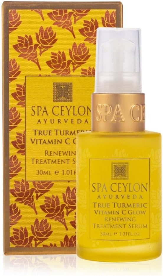 SPA CEYLON True Turmeric Vitamin C Glow Renewing Treatment Serum Overnight Repair Treatment Ayurveda Acne Treatment Best for Normal to Dull Pigmented Skin