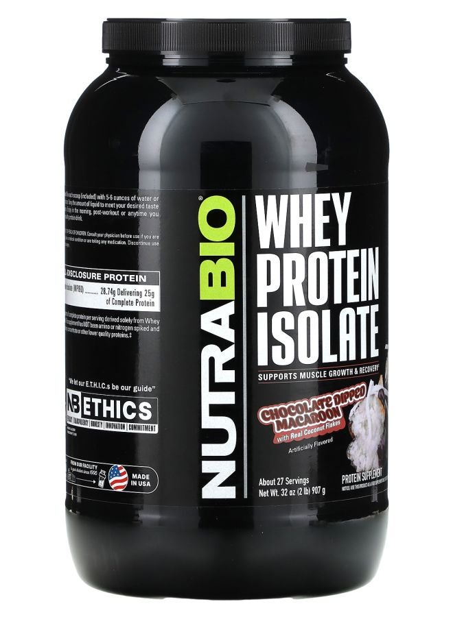 NutraBio Whey Protein Isolate Chocolate Dipped Macaroon 2 lb (907 g) - Image 2