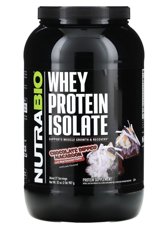 NutraBio Whey Protein Isolate Chocolate Dipped Macaroon 2 lb (907 g) - Image 1