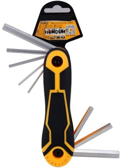 Homdum 8 in 1 INGCO Professional Folding Multi-Purpose Hex Key Wrench set ergonomically designed rubberized grip Set Allen key Made of CRV Steel metric sizes 2 mm to 8 mm