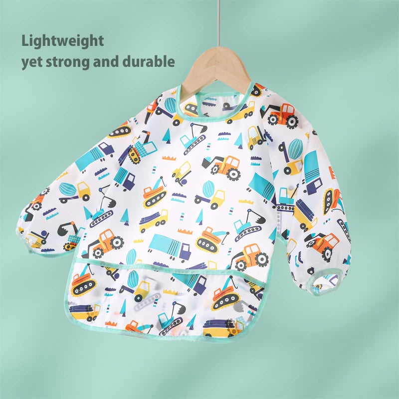 ElecMotive 5 Pack Long Sleeve Bib,Baby Toddler Waterproof Sleeved Bib for 6-30 Months Reusable with Catch-all Pocket - Image 4