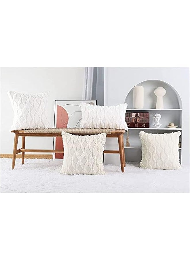 2 Pack Decorative Throw Pillow Covers, Soft Plush Faux Wool Couch Pillow Covers 15x15 inch