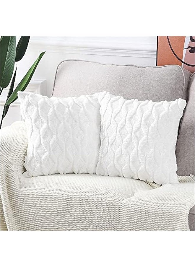 2 Pack Decorative Throw Pillow Covers, Soft Plush Faux Wool Couch Pillow Covers 15x15 inch