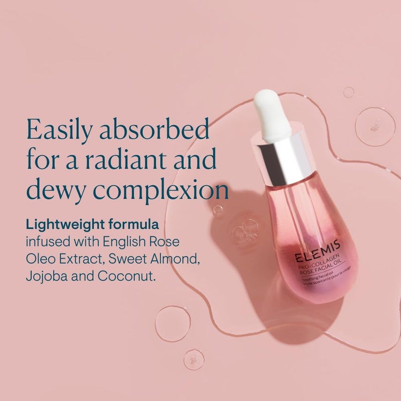 ELEMIS Pro-Collagen Rose Facial Oil Blend | Lightweight Daily Facial Oil Soothes, Nourishes, and Smoothes Skin for a Radiant, Fresh Complexion | 15 mL - Image 3