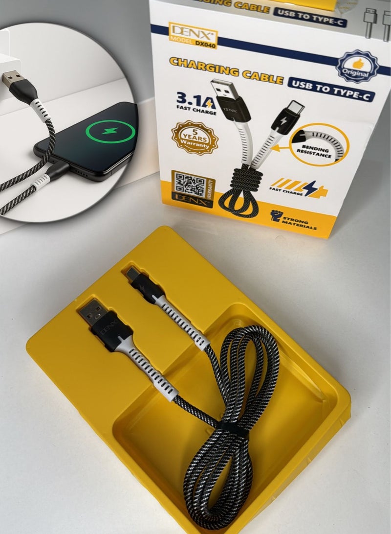 Denx Denx USB to Type-C Fast Charging Cable [3.1A, 1M] - Durable Braided Nylon, Bend-Resistant Design - Rapid Charge Compatible with Samsung Galaxy, Pixel, iPad Pro & More  - Image 5