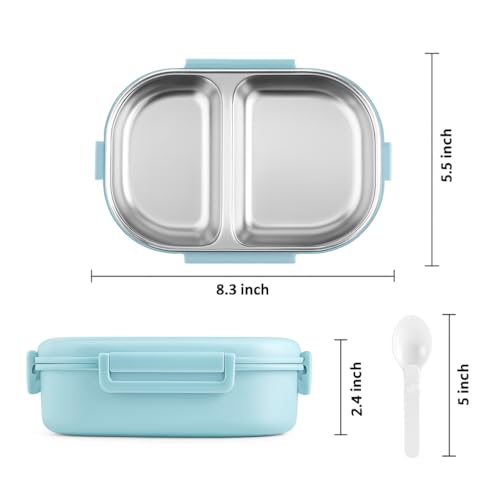 QLECT Kids Star Stainless Steel Lunch Box for Kids Adults, PUF Insulation Keeps Food Warm, Food Grade Bpa Free, 2 Compartments with Locking Lid and Steam Valve, Spill Leak Proof(700ml Printed Blue) - Image 3