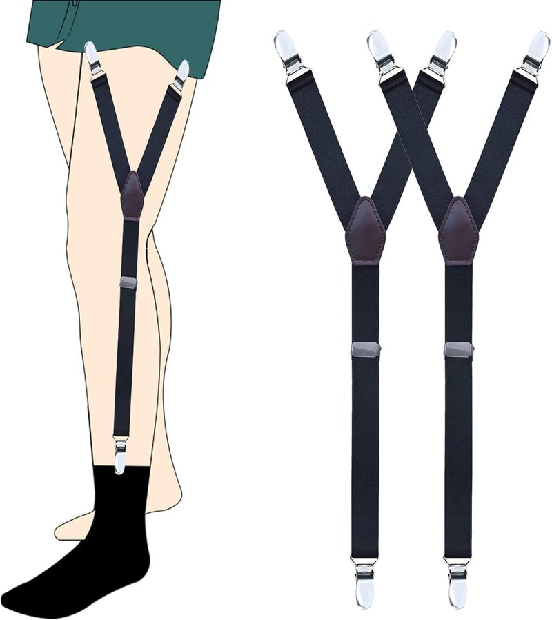 Kedofe Mens Shirt Stays Military Adjustable Elastic Garter Straps Sock Non-slip Clamps - Image 1