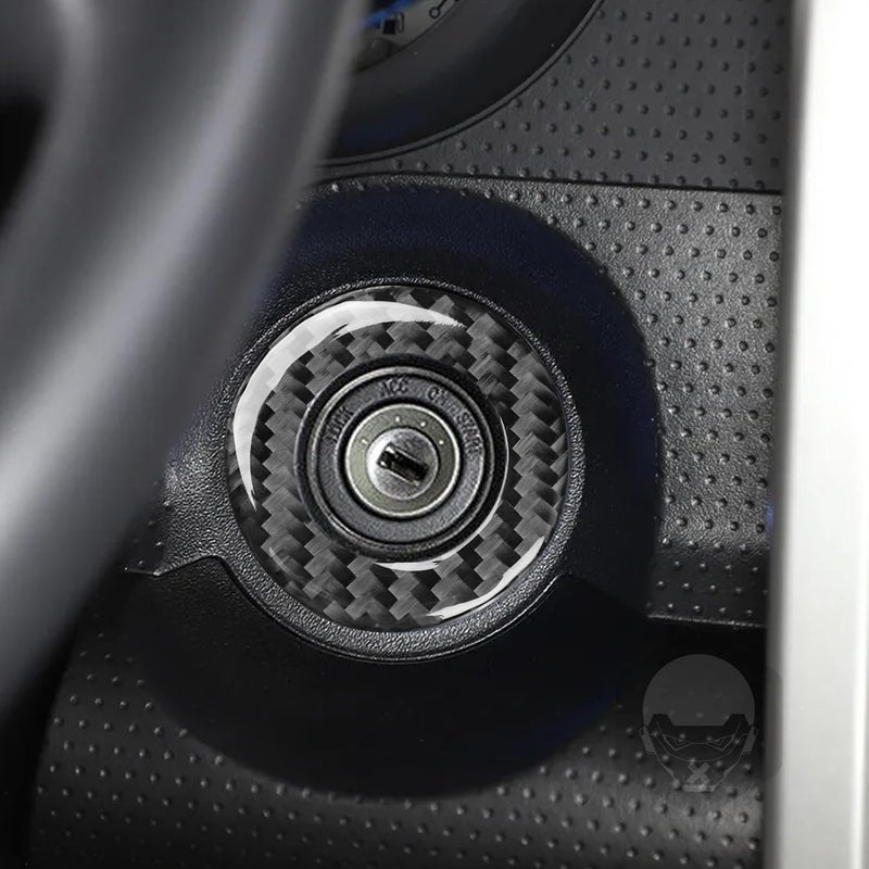 PJFUS Real Soft Black Carbon Fiber Car Ignition Switch Lock Engine Start Stop Panel Frame Trim Sticker Auto Premium Interior Accessories Compatible with Toyota FJ Cruiser 2007-2014 - Image 3