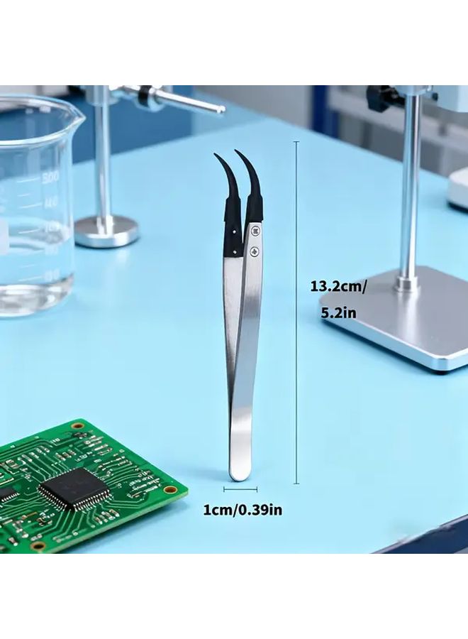 Anti Static Tweezers Medium Flat Head with Interchangeable Tips For Electronics - Image 5
