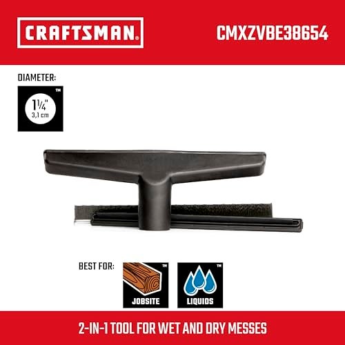 CRAFTSMAN CMXZVBE38654 1-1/4 in. Wet Nozzle/Floor Brush Wet Dry Vac Attachment, Industrial-Grade Shop Vacuum Accessory for Cleaning Liquid Messes and Hard Surfaces, Fits 1-1/4 in. Hose Diameter - Image 2