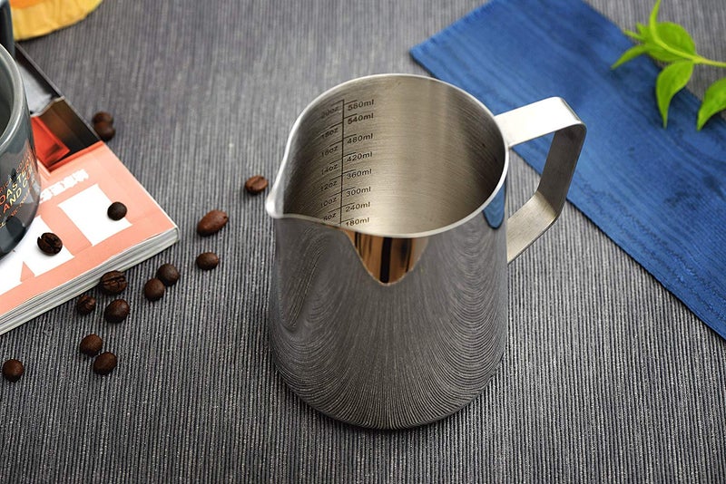 Homepixi Milk Frothing Pitcher (600ML) with Coffee Art Needle, 304 Stainless Steel Espresso Coffee Pitcher for Latte Art, Jug for Milk Frothing, Barista Tools for Cappuccino & Coffee - Image 5