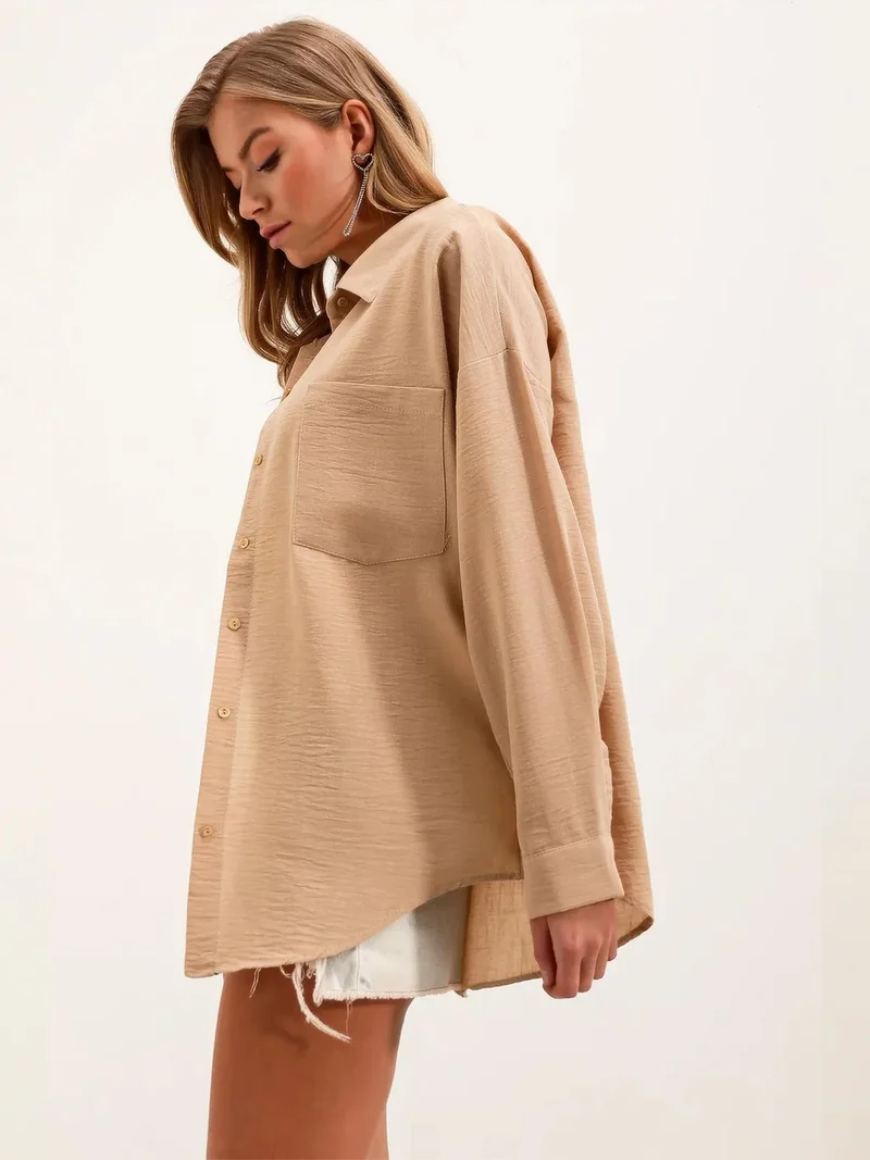 بيغ دارت قميص أساسي مفصل من الكتان المخلوط من