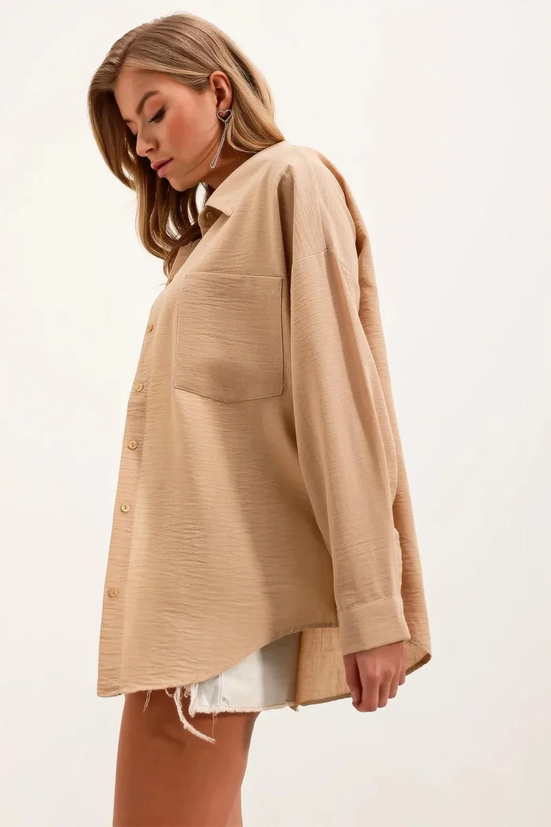 Big Dart BDART Linen Blended Shirt with Button Closure