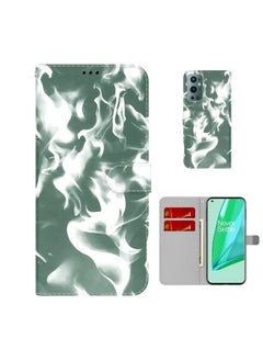 HuHa Case Cover For For OnePlus 9 Pro Cloud Fog Pattern Horizontal Flip Leather Case with Holder & Card Slot & Wallet(Dark Green) 