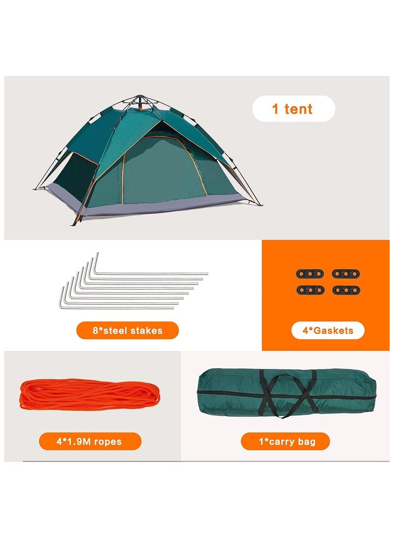 خيمة تخييم تتسع لـ 3-4 أشخاص، خيمة منبثقة للشاطئ في الهواء الطلق، خيم عائلية محمولة فورية، سهلة الإعداد، مقاومة للمطر، مأوى للرياح، مأوى للشمس - Image 2