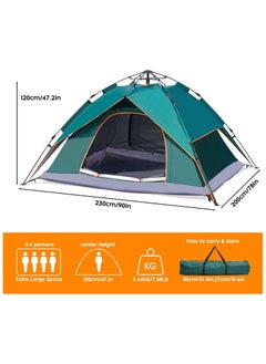 Generic Camping Tent for 3-4 Person, Pop Up Tent for Outdoor Beach Shade Family Tents Portable Instant Automatic Easy Setup Tent Rainproof Windproof Sun Shelter  - Image 4