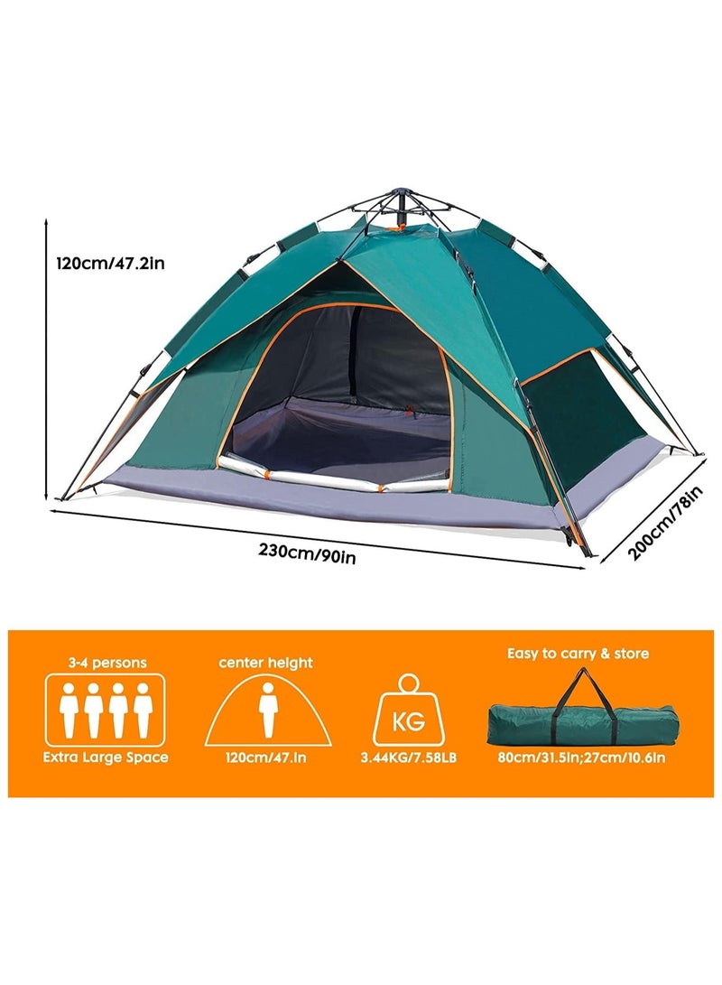 خيمة تخييم تتسع لـ 3-4 أشخاص، خيمة منبثقة للشاطئ في الهواء الطلق، خيم عائلية محمولة فورية، سهلة الإعداد، مقاومة للمطر، مأوى للرياح، مأوى للشمس - Image 4