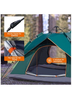 Generic Camping Tent for 3-4 Person, Pop Up Tent for Outdoor Beach Shade Family Tents Portable Instant Automatic Easy Setup Tent Rainproof Windproof Sun Shelter  - Image 3