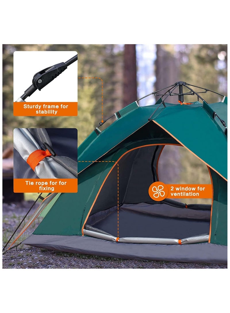 خيمة تخييم تتسع لـ 3-4 أشخاص، خيمة منبثقة للشاطئ في الهواء الطلق، خيم عائلية محمولة فورية، سهلة الإعداد، مقاومة للمطر، مأوى للرياح، مأوى للشمس - Image 3
