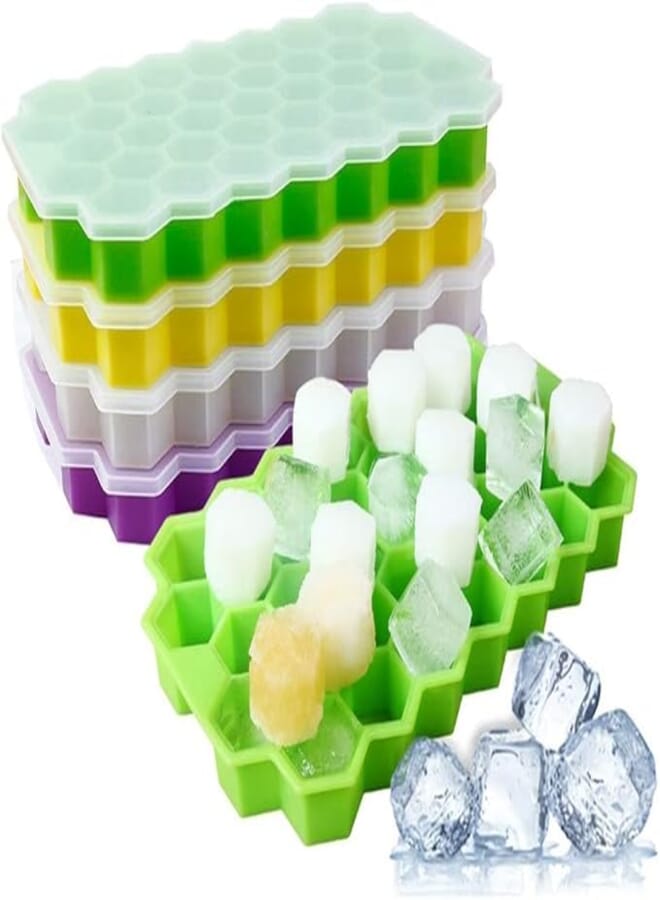 Spaceshoop Alpha.Shop (2pec) Silicone Honeycomb Grid Flexible Silicone Mold for Making 37 Assorted Colors Ice Molds