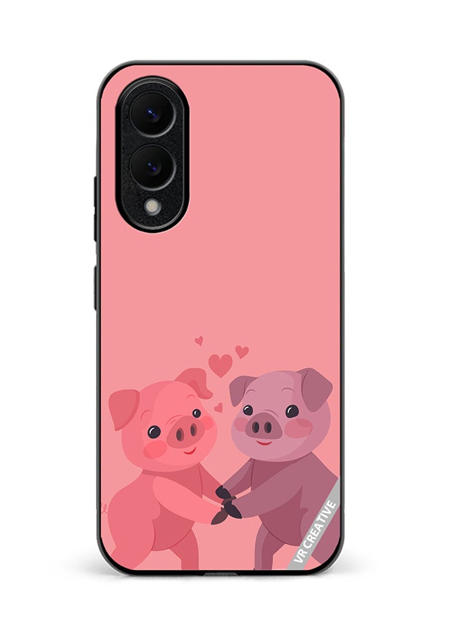VR CREATIVE Protective Case Cover For Samsung Galaxy S25 Edge Love Pig Design Multicolour