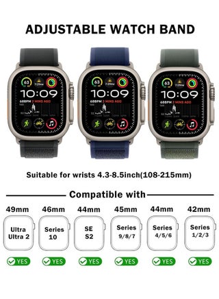 3 Pack for Apple Watch Trail Band 49mm/46 mm/45mm/44mm/42mm Nylon Woven Sport Strap for iWatch Ultra/Ultra2/Series 10/9/8/7/SE/6/5/4/3/2/1 Black/Blue/Green - view 2