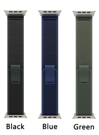 3 Pack for Apple Watch Trail Band 49mm/46 mm/45mm/44mm/42mm Nylon Woven Sport Strap for iWatch Ultra/Ultra2/Series 10/9/8/7/SE/6/5/4/3/2/1 Black/Blue/Green - view 3