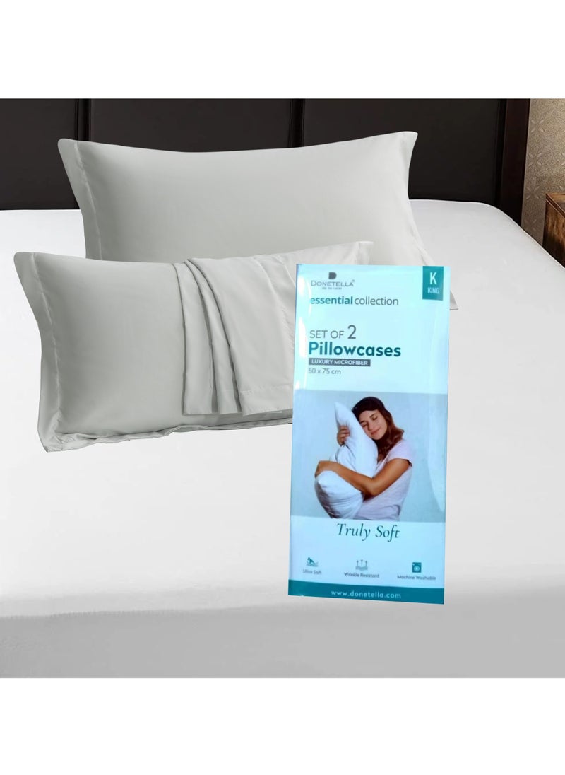 Donetella - Microfiber Pillowcases 2-Pcs Soft Pillow Cover With Envelope Closure (Without Pillow Insert),Santa Grey - Image 1