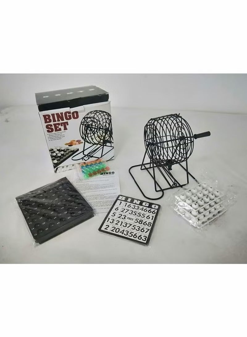 Bingo Game Set with 8 Inch Metal Round Cage, Plastic Masterboard, 75 pcs Balls, Cards and Bingo Chips for Classic, Traditional, Family Party Game Play - for Large Groups - Image 2