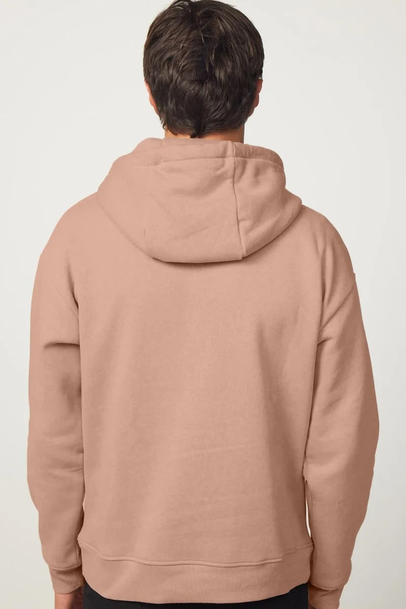 Tudors Unisex Oversize Wide Cut Cotton Soft Textured Polar Fleece Basic Mink Color Hooded Sweatshirt