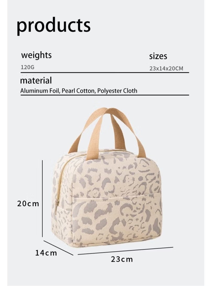 Hoasis Insulated Lunch Bag for Women, Chic Leopard Thermal Tote with Front Pocket, Leakproof 3-Layer Cooler Box for Office Work, School & Picnic, Water-Resistant Meal Prep, 23x14x20cm - Image 2
