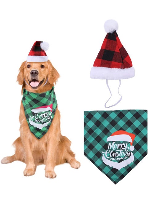 2 Pcs Dog Festival Bandana and Hat
