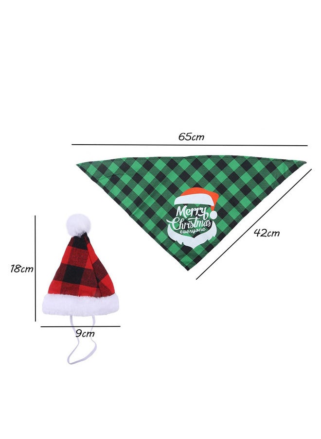 2 Pcs Dog Festival Bandana and Hat