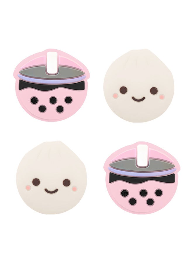 Switch Rocker Cap NS/Lite Rocker Cap Key Cap Steamed Stuffed Bun Milk Tea Gamepad Silicone Protective Cap-Product Color:4 Buns Of Milk Tea (2 Each, Non-refundable And Non-exchangeable)  - Image 1
